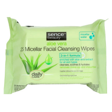 Sencebeauty Facial Cleansing Wipes 25Pcs Aloe Vera New