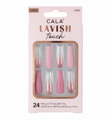 CALA LAVISH TOUCH LONG COFFIN (PINK GLITTER)