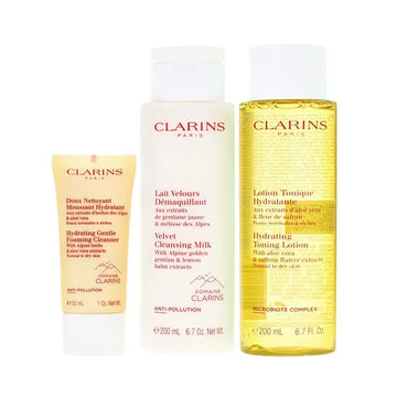 Clarins Skin Care G.S Velvet Clnsng Mlk 200Ml+Hydratng Tonng Ltn N/D 200Ml+Hydratng Gntl Fmng Clnsng 30Ml