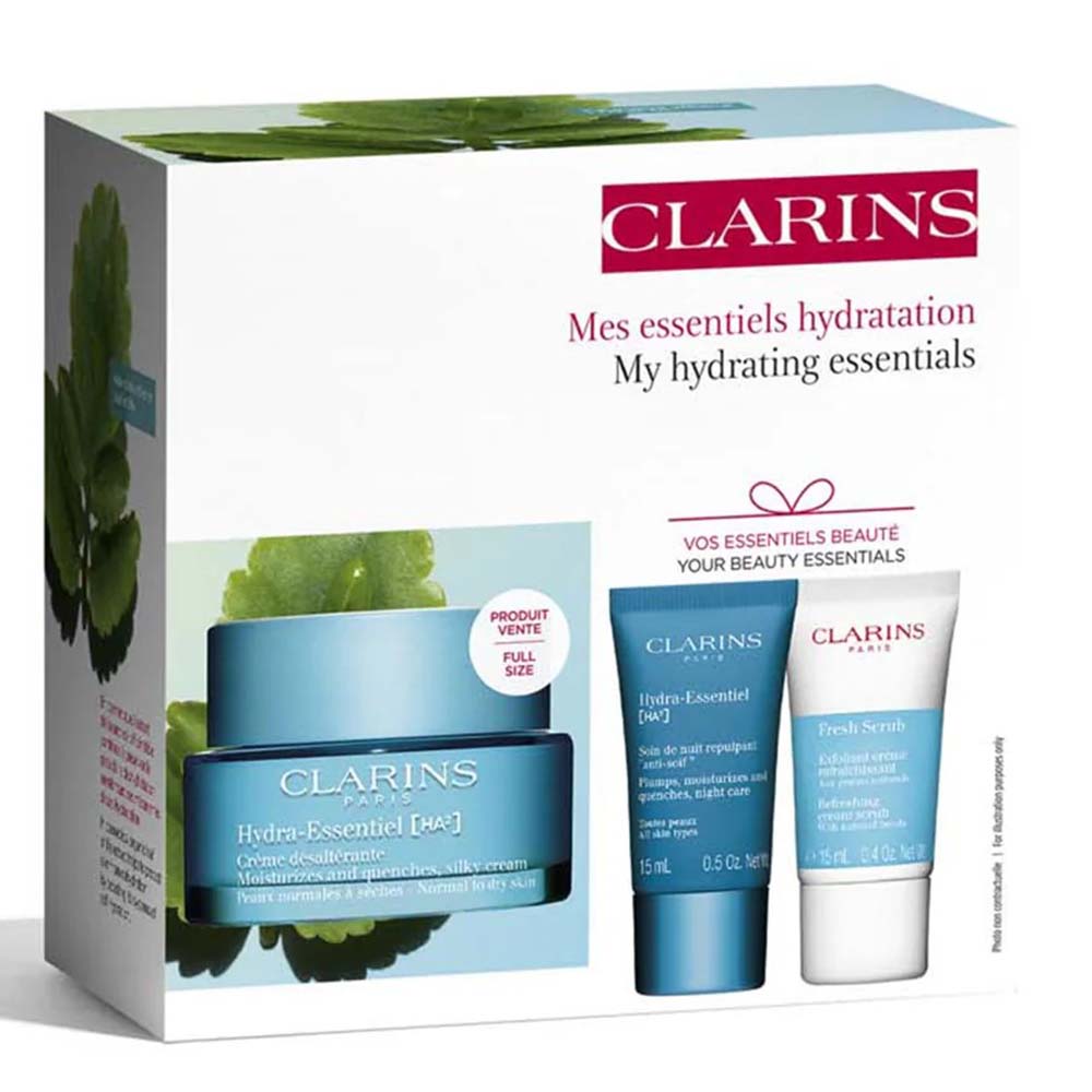 Clarins Skin Care G.S Hydra Essentiel Day Crm Ast 50Ml+ Hydra Essentiel Night Mask 15Ml+Fresh Scrub 15Ml Default Title