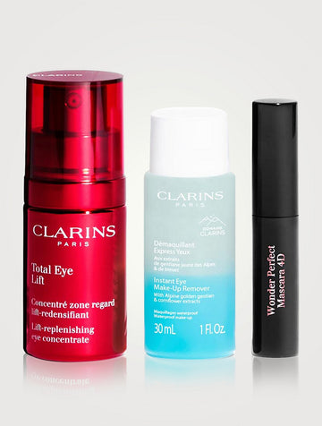 Clarins Skin Care G.S Total Eye Lift 15Ml+Inst Eye Makeup Rmvr 30Ml+Wnder Prfct Mscr 4D Mini